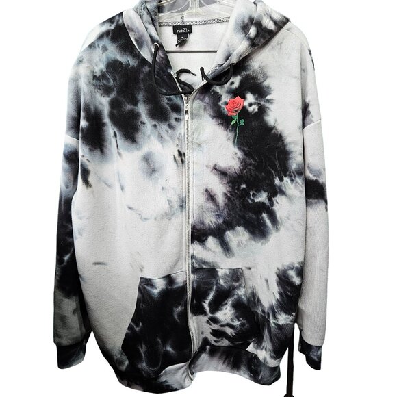 Rue21 Tops - Tie Dyed Hoodie Sweatshirt XL Rose Limited Edition Blue Grey Gray White Full Zip